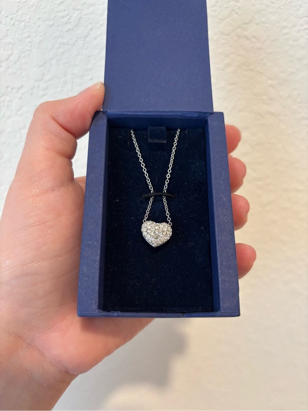Authentic Vintage Swarovski Heart Crystal Necklace Silver Chain